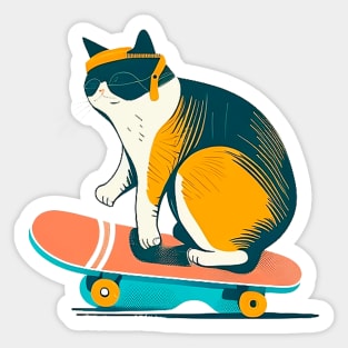 Cat and skateboard Sticker